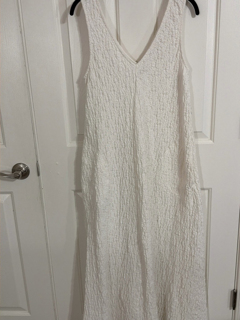 Free People Free-est Aida Maxi Dress M Ivory Crinkle Textured Boho Pockets